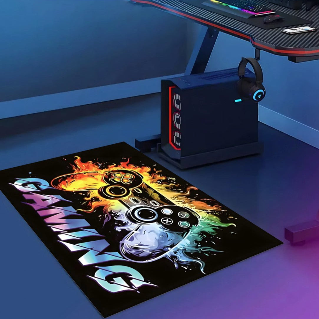Covor pentru scaun gaming, Zola, protectie parchet, antiderapant, model consola, 90 x 60 cm, negru Covor pentru scaun gaming, Zola, protectie parchet, antiderapant, model consola, 90 x 60 cm, negru